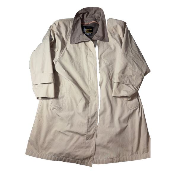 London Fog Women's Rain Jacket Tan Softshell Button Size 10 Removable Liner - Picture 1 of 10